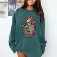 Book Lover Skeleton Reading With Dia De Los Muertos Flowers Comfort Colors Sweatshirt Chalky Mint Book Lover Skeleton Reading With Dia De Los Muertos Flowers Comfort Colors Sweatshirt Chalky Mint