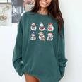 Book Lover Teacher Snowman Reading Books Christmas Winter Comfort Colors Sweatshirt Chalky Mint