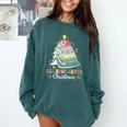 All Booked For Christmas Book Tree Lights Christmas Library Comfort Colors Sweatshirt Chalky Mint