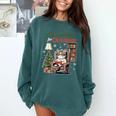 All Booked For Christmas Cute Bookish Cat Lover Comfort Colors Sweatshirt Chalky Mint