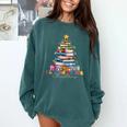 All Booked For Christmas Teacher Reading Student Bookworm Comfort Colors Sweatshirt Chalky Mint