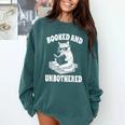 Booked And Unbothered Cat Reading Book Lovers Comfort Colors Sweatshirt Chalky Mint
