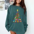 Bookmas Christmas Book Tree Book Lover English Teacher Comfort Colors Sweatshirt Chalky Mint