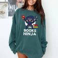Books Ninja Read Reading Librarian Book Toddler Boys Kids Comfort Colors Sweatshirt Chalky Mint