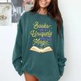Books Are A Uniquely Portable Magic Reading Bookworm Comfort Colors Sweatshirt Chalky Mint