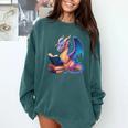Bookworm Book Lover Women Girls Dragon Reading Comfort Colors Sweatshirt Chalky Mint