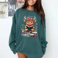 Bookworm Cute Baby Highland Cow Reading Book Comfort Colors Sweatshirt Chalky Mint Bookworm Cute Baby Highland Cow Reading Book Comfort Colors Sweatshirt Chalky Mint