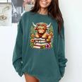 Bookworm Cute Highland Cow Reading Book Comfort Colors Sweatshirt Chalky Mint