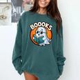 BOOOKS Cute Ghost Reading Books Halloween Comfort Colors Sweatshirt Chalky Mint