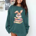 Bunny Rabbit Reading Books Rabbit Books Bunny Reader Comfort Colors Sweatshirt Chalky Mint