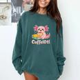 Caffelotl Cute Axolotl Pun Coffee Book Lover Kawaii Humor Comfort Colors Sweatshirt Chalky Mint