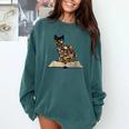 Cat Book Flowers Comfort Colors Sweatshirt Chalky Mint