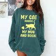 My Cat Guards My Mug And Book Humor Cats Premium Tri-Blend Comfort Colors Sweatshirt Chalky Mint