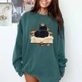 Cat On Open Book Mushrooms Ferns Dark Academia Comfort Colors Sweatshirt Chalky Mint
