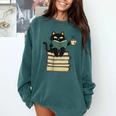 Cat Reading Book Comfort Colors Sweatshirt Chalky Mint