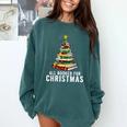Christmas Book Tree All Booked For Xmas Comfort Colors Sweatshirt Chalky Mint