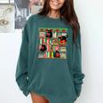 Christmas Cat Santa Bookshelves Book Lover Reader Comfort Colors Sweatshirt Chalky Mint