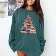Christmas Tree Book Bookworm Comfort Colors Sweatshirt Chalky Mint
