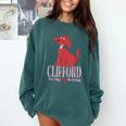 Clifford The Big Red Dog Pink Text With Bow Illustrated Book Comfort Colors Sweatshirt Chalky Mint Clifford The Big Red Dog Pink Text With Bow Illustrated Book Comfort Colors Sweatshirt Chalky Mint