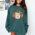 I Closed My Book To Be Here Fall Pumpkin Comfort Colors Sweatshirt Chalky Mint
