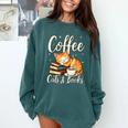 Coffee Cats And Books Lover For Women & Men Coffee Comfort Colors Sweatshirt Chalky Mint