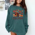 Cozy Season Autumn Leaves Books Pumpkins Fall Halloween Comfort Colors Sweatshirt Chalky Mint