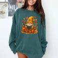 Cute Autumn Gnome Reading Pumpkin Book Lover Comfort Colors Sweatshirt Chalky Mint