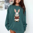 Cute Bookworm Bunny Reading For Kids And Teachers Comfort Colors Sweatshirt Chalky Mint