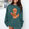 Cute Bookworm Worm Reading Book Glasses Nerdy Comfort Colors Sweatshirt Chalky Mint