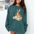 Cute Bunny Reading Book Glasses Bookworm Comfort Colors Sweatshirt Chalky Mint