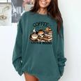Cute Coffee Cats Books Lover Idea Women Men Kids Comfort Colors Sweatshirt Chalky Mint