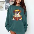 Cute Dog Boxer Reading Book Comfort Colors Sweatshirt Chalky Mint Cute Dog Boxer Reading Book Comfort Colors Sweatshirt Chalky Mint