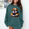Cute Dog English Bulldog Reading Book Comfort Colors Sweatshirt Chalky Mint Cute Dog English Bulldog Reading Book Comfort Colors Sweatshirt Chalky Mint