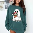 Cute Ghost Holding Books Bookish Christmas Comfort Colors Sweatshirt Chalky Mint
