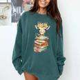 Cute Giraffe With Book Floral Bookworm Librarian Book Lover Comfort Colors Sweatshirt Chalky Mint