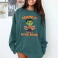 Cute Halloween Teacher Librarian Frankenstein Reading Books Comfort Colors Sweatshirt Chalky Mint