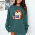 Cute Hedgehog Book Lover Readers Animal Reading Comfort Colors Sweatshirt Chalky Mint