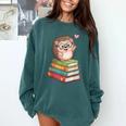 Cute Hedgehog Reading Books Animal Lover Reader Bookworm Comfort Colors Sweatshirt Chalky Mint
