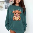 Cute Highland Cow Reading Book Comfort Colors Sweatshirt Chalky Mint Cute Highland Cow Reading Book Comfort Colors Sweatshirt Chalky Mint