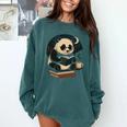 Cute Panda Reading Book Under Moon Bookworm Coffee Lover Comfort Colors Sweatshirt Chalky Mint