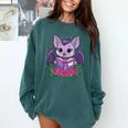 Cute Pastel Goth Bat Reading Book Comfort Colors Sweatshirt Chalky Mint