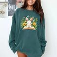 Cute Rabbit And Book Women Girls Reading Book Rabbit Lover Comfort Colors Sweatshirt Chalky Mint