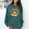 Cute Raccoon Reading Book Flowers Floral Comfort Colors Sweatshirt Chalky Mint