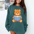 Cute Teddy Bear Reading Book Adorable For Readers Comfort Colors Sweatshirt Chalky Mint