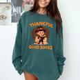 Cute Thanksgiving Teacher Librarian Thankful Reading Books Comfort Colors Sweatshirt Chalky Mint