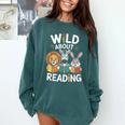 Cute Wildlife Zoo Animals For Book Reader Bookworms Comfort Colors Sweatshirt Chalky Mint