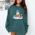 Cute Winter Cozy Snowman Reading Book Lovers Xmas Snowman Comfort Colors Sweatshirt Chalky Mint