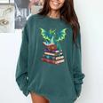 Dragon Reading Books Fantasy Lovers Mythical Creatures Comfort Colors Sweatshirt Chalky Mint