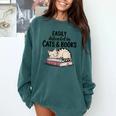 Easily Distracted By Cats And Books Cute Book Lover Comfort Colors Sweatshirt Chalky Mint Easily Distracted By Cats And Books Cute Book Lover Comfort Colors Sweatshirt Chalky Mint