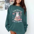 Easily Distracted By Cats And Books Reading Comfort Colors Sweatshirt Chalky Mint